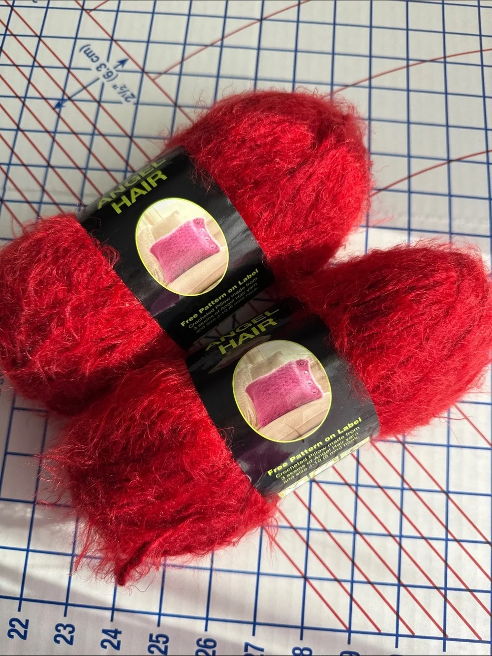 Lot of 2 Sensations Angel Hair Yarn Red #2375 Matching Dye Lot 1455 Jo-Ann 120